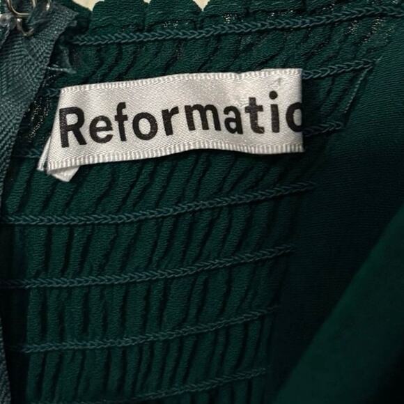 Reformation Emerald Green Twilight Midi Cocktail Slit Dress Size 2 - Picture 4 of 8